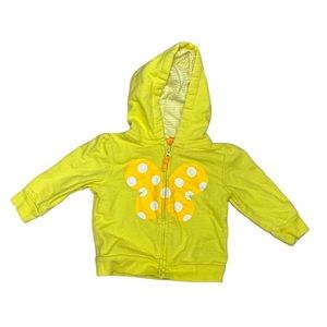 4/$12 💥♻ Carter's Yellow Glitter Butterfly LS Zip-up Hoodie | Size 9m | 852